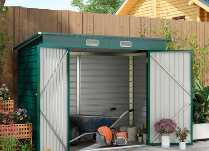 Outsunny 8x4FT Metal Garden Shed w/ Double Doors & 2 Vents - Durable Storage for Gardening Tools