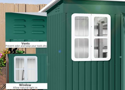 Outsunny 8.5 x 6ft Galvanised Steel Garden Shed with Foundation Kit, Green