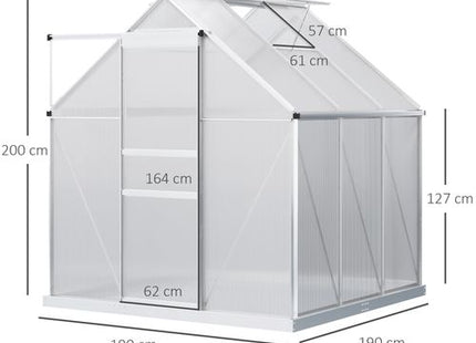 Outsunny Polycarbonate Walk-in Garden Greenhouse w/ Sliding Door Silver Tone