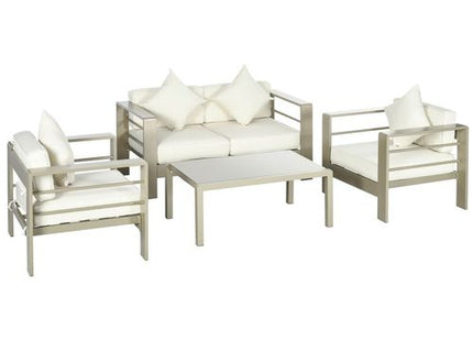4 PCs Aluminium Garden Furniture Set w/ Thick Padded Cushion
