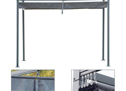 Outsunny 4 x 3(m) Metal Outdoor Pergola with Retractable Roof, Outdoor Gazebo Canopy Shelter with Drainage Holes for Garden, Patio, Lawn, Grey