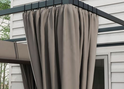 Outsunny 3 x 3(m) Pergola with Retractable Roof and Curtains, Light Grey