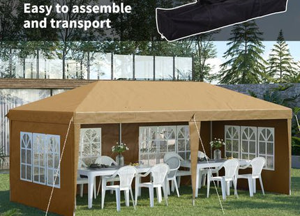 Outsunny 3 x 6m Heavy Duty Gazebo Marquee Party Tent with Storage Bag Khaki