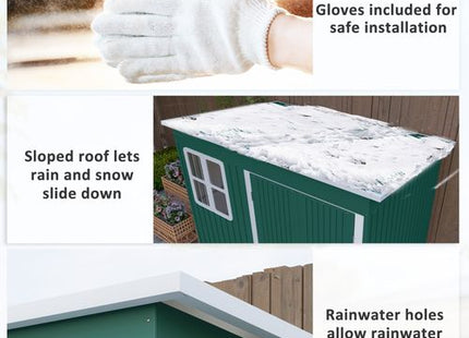 Outsunny 8.5 x 6ft Galvanised Steel Garden Shed with Foundation Kit, Green