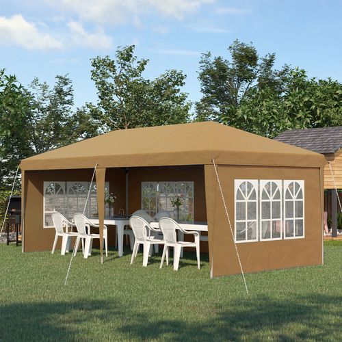 Outsunny 3 x 6m Heavy Duty Gazebo Marquee Party Tent with Storage Bag Khaki