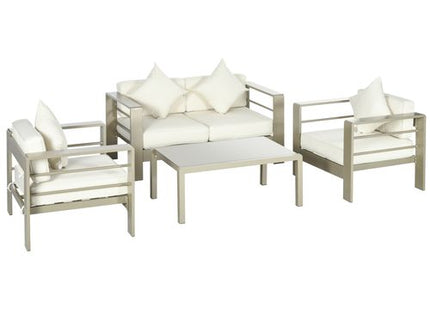 4 PCs Aluminium Garden Furniture Set w/ Thick Padded Cushion