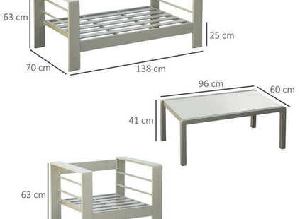 4 PCs Aluminium Garden Furniture Set w/ Thick Padded Cushion