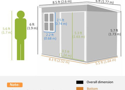 Outsunny 8.5 x 6ft Galvanised Steel Garden Shed with Foundation Kit, Green