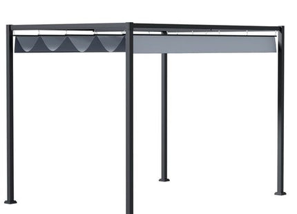 Outsunny 4 x 3(m) Metal Outdoor Pergola with Retractable Roof, Outdoor Gazebo Canopy Shelter with Drainage Holes for Garden, Patio, Lawn, Grey