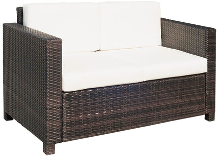 Outsunny Rattan Wicker 2-seat Sofa Loveseat Padded Garden Furniture Brown