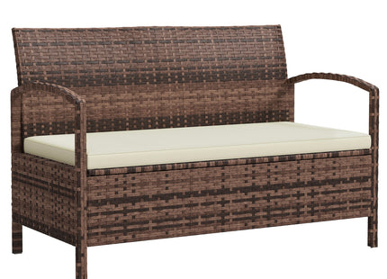 Outsunny Rattan Garden Bench w/ 125L Storage, Cushioned Outdoor Bench